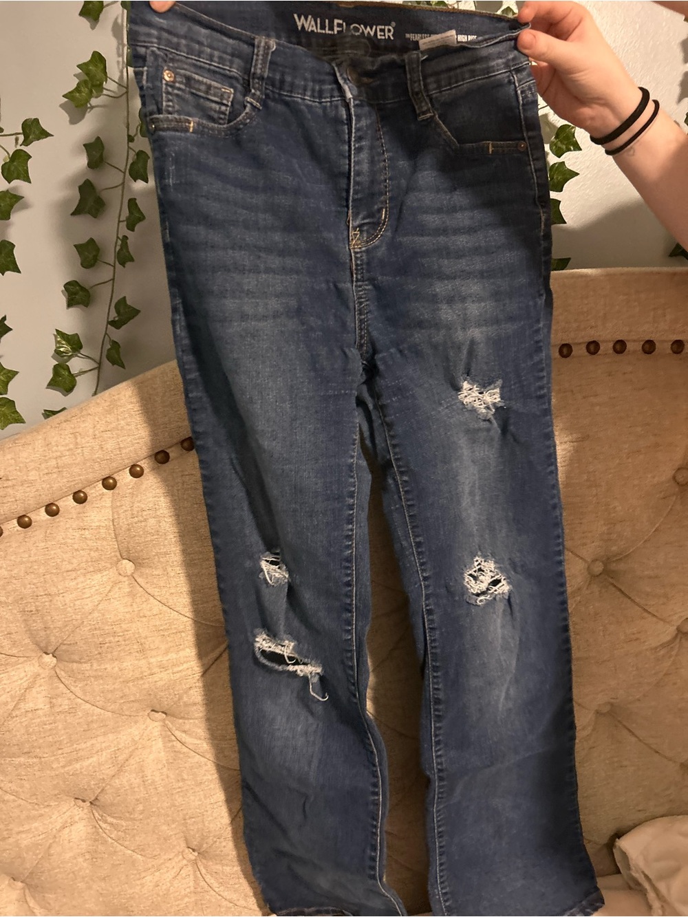 Women's Dark Blue Denim Jeans - Classic Straight bootcut Fit - Picture 2 of 5